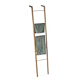 Relaxdays, HBT: 180 x 35 x 20 cm, Natur Leiterregal aus Bambus, Handtuchhalter, Dekoleiter mit 5 Sprossen, Regalleiter
