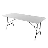 Nexos Partytisch Klapptisch Biertisch Gartentisch Esstisch Buffettisch mit Tragegriff Rattan-Optik 180 x 75 cm anthrazit grau stabil Stahlgestell (weiß glatt)