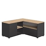 Temahome Angle TV-Schrank Ecke 90, 90 x 90 x 45 cm, Spanplatte, Schwarz und Eiche, 90x90x45 cm