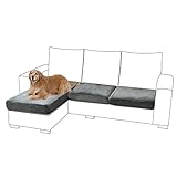 Rosnek Sofa Sitzkissenbezug Sofabezug, Samt Sofahusse Stretch Couchbezug,Sofa Cover Couch überzug für Sofa überzug L Form,Ecksofa,Sofa Sitzkissen 2-Sitzer,1 Stück,Dunkelgrau