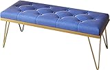 POCHY Familien-Aufbewahrungsbank Schuhbank Luxuseingang Edelstahl Schuhwickelhocker Samtsofa und Hocker im Wohnzimmer Modernes Schlafzimmer Bett Beistellhocker Bank Stauraum B (Farbe: Blau, Größe: