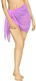 LA LEELA Damen Chiffon Sommer Lang Bikini Strandtuch Sarong Wickelrock Bademode Pareo Strandkleid Vertuschen Wickelröcke für Frauen Lila, schlicht Einheitsgröße