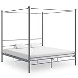 INLIFE Himmelbett Grau Metall 200x200 cm,26.6kg,325071