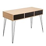 PC-Schreibtische Retro Industriethil. Pc. Laptop Schreibtisch mit 3 Schubladen minimalistische Studienschreibtisch mit schwarzen Metallbeinen Home Büromöbel Pc. Laptop-Workstation. Büroarbeitsplatz
