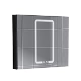 Badezimmer-Spiegelschrank, Wandschrank, beschlagfrei, Spiegel mit leichtem Smart-Touch-Schrank mit Regal, Aufbewahrungsschrank, geeignet für Bad und Balkon (Größe: 48 cm)