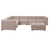 XXL Designer Gartenmöbel Lounge Amarillo Sofa Couch mit wasserabweisendem Bezug für bis 7 Personen Luxus Sitzgruppe Garten Balkon Terrasse Wohnzimmer Sitzgarnitur Loungemöbel Gartenlounge (beige)