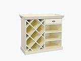 Antike Fundgrube Weinregal aus Holz in Cremeweiß mit Tablett in Shabby Chic | Weinständer Holzregal Flaschenhalter | 102x86x37 cm (2353)