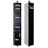 Medizinschrank, Badezimmerspiegelschrank, Wandmontage, drehbarer Spiegelschrank aus Edelstahl, Eckschrank, Ganzkörperspiegel, drehbar, mit Schließfach (Farbe: Schwarz, Größe: 160 x 28 cm)