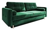 Fabryka Mebli Idźczak Schlafsofa Sofa Pastella Couch Ausklappbares Schlaffunktion Bettkasten - Kissen Bettzeugbehälter Hilfsautomat Wohnzimmer, Gästezimmer Modern Design (Kronos 19 Grün)