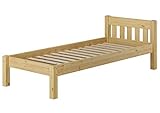 Erst-Holz® Einzelbett Massivholz-Bett Kiefer Natur 90x200 Futonbett Jugendbett Rollrost Singlebett 60.38-09