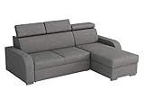 Elegante Ecksofa Apollo mit Bettkasten und Schlaffunktion, Modernes Eckcouch mit verstellbare Kopfstützen, Polsterecke Farbauswahl (Crown 18)