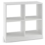 COSTWAY Bücherregal mit 4 Fächern, Würfelregal weiß, Standregal, Regal für Schlafzimmer, Wohnzimmer, Raumteiler, 73 x 33 x 73 cm