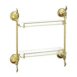 Messing-Glasregal, doppeltes Badezimmerregal, Badezimmer-Organisator-Lagerregal, goldene Badezimmerarmaturen, Badezimmer-Accessoires