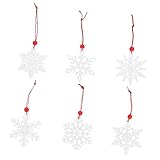 TOYANDONA Weihnachts-Schneeflocken-Anhänger Weiße Geschenkanhänger 6 Stück Schneeflocken-Baumschmuck Hölzerne Schneeflocken-Anhänger Schneeflocken-Ornamente