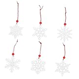 TOYANDONA Weihnachts-Schneeflocken-Anhänger Weiße Geschenkanhänger 6 Stück Schneeflocken-Baumschmuck Hölzerne Schneeflocken-Anhänger Schneeflocken-Ornamente