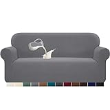 Granbest Stretch Wasserdicht Sofabezug 1 Stück Sofahusse Spandex Jacquard Elastische Couchbezug mit Anti-Rutsch-Schaumstoffe(3 Sitzer, Hellgrau)