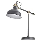 EMOS Design Schreibtischlampe HARRY, Vintage Tischleuchte mit E27-Fassung/klassische Metall Nachttischlampe mit Netzkabel/graue Retro Leselampe mit verstellbarem Lampenarm