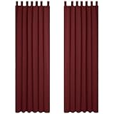 Deconovo Verdunkelungsvorhang Schlaufen Gardinen Schlafzimmer Thermogardine Kälteschutz Schlaufen, 245x140 cm(HöhexBreite), Rot, 2er Set