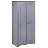 TECHPO Kleiderschrank grau 80 x 50 x 171,5 cm Kiefer massiv Panama Range mit Farbe: grau