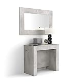 MOBILI FIVER, Ausziehbarer Konsolentisch mit Verlängerungen, Easy, Betonoptik, Laminiert/Aluminium, Made in Italy