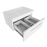paplinskimoebel Waschtischunterschrank mit Platte 80 cm Hängend Badmöbel Set für Aufsatzwaschbecken Schubladeschrank Hängeschrank (Weiß)