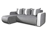 Ecksofa Rino mit Schlaffunktion und Bettkasten - L-Form Couch, Polsterecke, Couchgarnitur, Eckcouch, Ecke, Sofa, Sofagarnitur - Ottomane Universal (Enjoy 23 + Cayenne 1111)