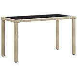 Homgoday Gartentisch Balkontisch Terrassentisch Tisch Esstisch Gartenmöbel Außentisch Beistelltisch für Terrasse, Balkon, Garten Beige 123 x 60 x 74 cm Poly Rattan