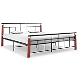 INLIFE Bettgestell Metall und Massivholz Eiche 180x200 cm-4895