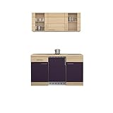 Küchenzeile Miniküche Mit Kühlschrank Mini Küchenzeile Singleküche Kochplatte 150 cm Aubergine