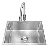 WIQUYBML Küchenvorbereitung Einbauküchen Einzelspüle aus Edelstahl Balkone mit ausziehbaren Wasserhähnen Unterbau-Handwaschbecken (Color : Silver, Size : 60 * 45 * 21 (Silver 45 * 45 * 21CM)