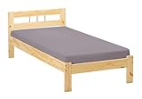 Inter Link – Holzbett - Bettrahmen – Bettgestell – Jugendbett – Gästebett – Einzelbett – Modernes Bett aus Kiefer Massivholz – ohne Lattenrost – Natur Lackiert –Fana 90 x 200 cm