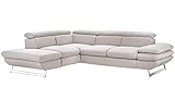 Mivano Ecksofa Prestige, Modernes Schlafsofa in L-Form mit Ottomane und Bettfunktion, Kopfstützen und Armlehne verstellbar, 265 x 74 x 223, Strukturstoff, beige