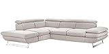 Mivano Ecksofa Prestige, Modernes Schlafsofa in L-Form mit Ottomane und Bettfunktion, Kopfstützen und Armlehne verstellbar, 265 x 74 x 223, Strukturstoff, beige