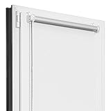 Estika® Verdunklungsrollo Thermorollo ohne Bohren - 125 cm x 150 cm - Weiß - 13 Stoff Farben, Rollos für Fenster ohne Bohren, Klemmfix rollos für Fenster innen (125 cm Stoffbreite)