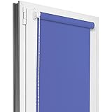 Estika® Verdunklungsrollo ohne Bohren - Stoffbreite 120 cm x 120 cm - Blau - 6 Stoff Farben, Rollos für Fenster ohne Bohren, Klemmfix rollos für Fenster innen
