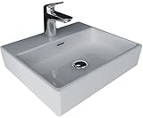 Alpenberger Handwaschbecken Rechteckig | Bad Waschbecken | Hängewaschbecken oder Aufsatzwaschbecken mit Hahnloch | Eckiger Waschtisch | Modernes Designer Badbecken | Kleiner Waschtisch 43 cm Breit