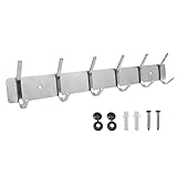 Kleiderhaken Wand, Garderobenleiste Metall， Wandgarderobe Edelstahl, Hakenleiste Garderobe，Hakenleiste für Schlafzimmer Bad Küche, Garderobenhaken für Kleidung, Jacken Halter (Silber, 6 Haken)
