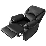 XYEJL Fernsehsessel Ruhesessel Mit Liegefunktion Echtleder Sofa Push Back Sessel Adjustable Single Chair, Für Living Room/Bedroom/Home Cinema,Black