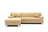 DOMO Collection Capri Ecksofa | Eckcouch in L-Form mit Schlaffunktion, Polsterecke Schlafsofa, beige, 239x152x75 cm