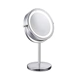 Meowoo Kosmetikspiegel Mit Licht Schminkspiegel LED Make-Up Spiegel 10-Fach HD Doppelseitig Vergrößerung 360 Grad Einstellbar (1stk)