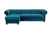 Meble Roberto Imperial Ecksofa mit Schlaffunktion 270 cm, Chesterfield, Wohnlandschaft, Schlafcouch, Sofa L-Form Links, Farbe: Ocean