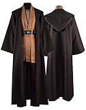 Rongxu Herren-Jedi-Robe, Cosplay-Kostüm für Erwachsene, Tunika, mit Kapuze, Outfit, komplettes Set, Halloween, Tunika, Kostüm, US-Größe - - X-Small