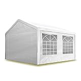 TOOLPORT Partyzelt Pavillon 4x5 m in weiß PE Plane 350 N Wasserdicht UV Schutz Festzelt Gartenzelt