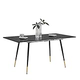 MEUBLE COSY Esstisch Ausziehbar Küchentisch für 4-6 Personen Retro Industrial Esszimmertisch Metallgestell für Esszimmer, Küche, 120-160x80x75cm, Schwarz + Goldfarben
