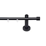 Garesa Gardinenstange Kea Ø 20mm, 1-läufig, Schwarz I Aluminium Vorhangstange inkl. Gleiter I Endknopf Kappe aus Holz I Für mittelschwere Vorhänge I 280cm