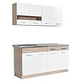 Homestyle4u 2354, Küche Küchenzeile Küchenblock Eiche Holz Weiß Einbauküche Single Küchen Schränke 160 cm