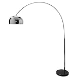 invicta INTERIOR Bogenlampe LOUNGE DEAL Chrom mit Marmorfuss in schwarz ausziehbar Wohnzimmerleuchte Stehlampe Bogenleuchte Stehleuchte