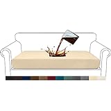 Granbest Premium Wasserdicht Sofa Sitzkissenbezug, High Stretch Jacquard Sitzkissenschutz Sofasitzbezug für Couch (3 Sitzer, Beige)