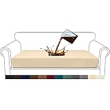 Granbest Premium Wasserdicht Sofa Sitzkissenbezug, High Stretch Jacquard Sitzkissenschutz Sofasitzbezug für Couch (3 Sitzer, Beige)