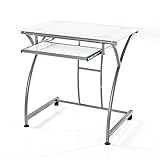 Oresteluchetta Bend Schreibtisch, Hartglas, Weiß Metall satiniert, H74 x L77 x P52